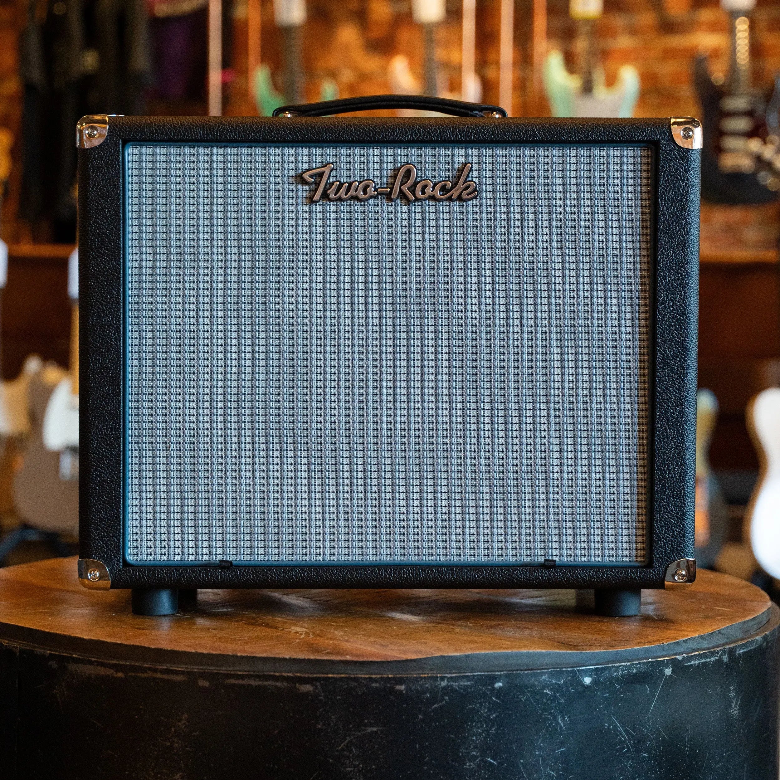 Two-Rock 1x12 Open Back Speaker Cabinet - Black Bronco w/Silver Cloth & Blue Piping Two-Rock Amps