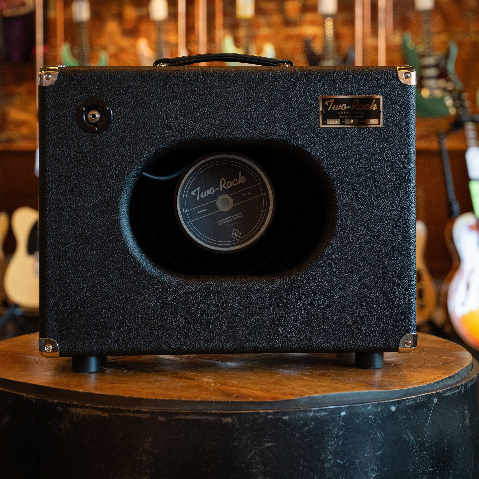 Two-Rock 1x12 Open Back Speaker Cabinet - Black Bronco w/Silver Cloth & Blue Piping