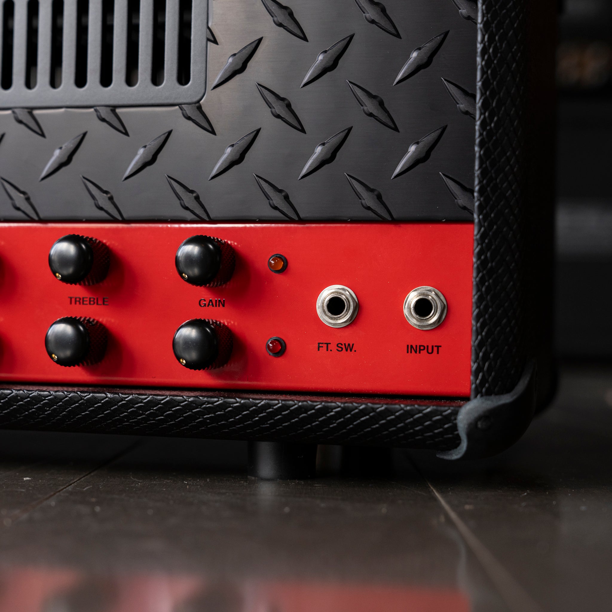 Mesa Boogie Limited Run 90’s Dual Rectifier Head Amplifier - Black Snake Vinyl, Rosso Scuderia Red Chassis - Midwood Guitar