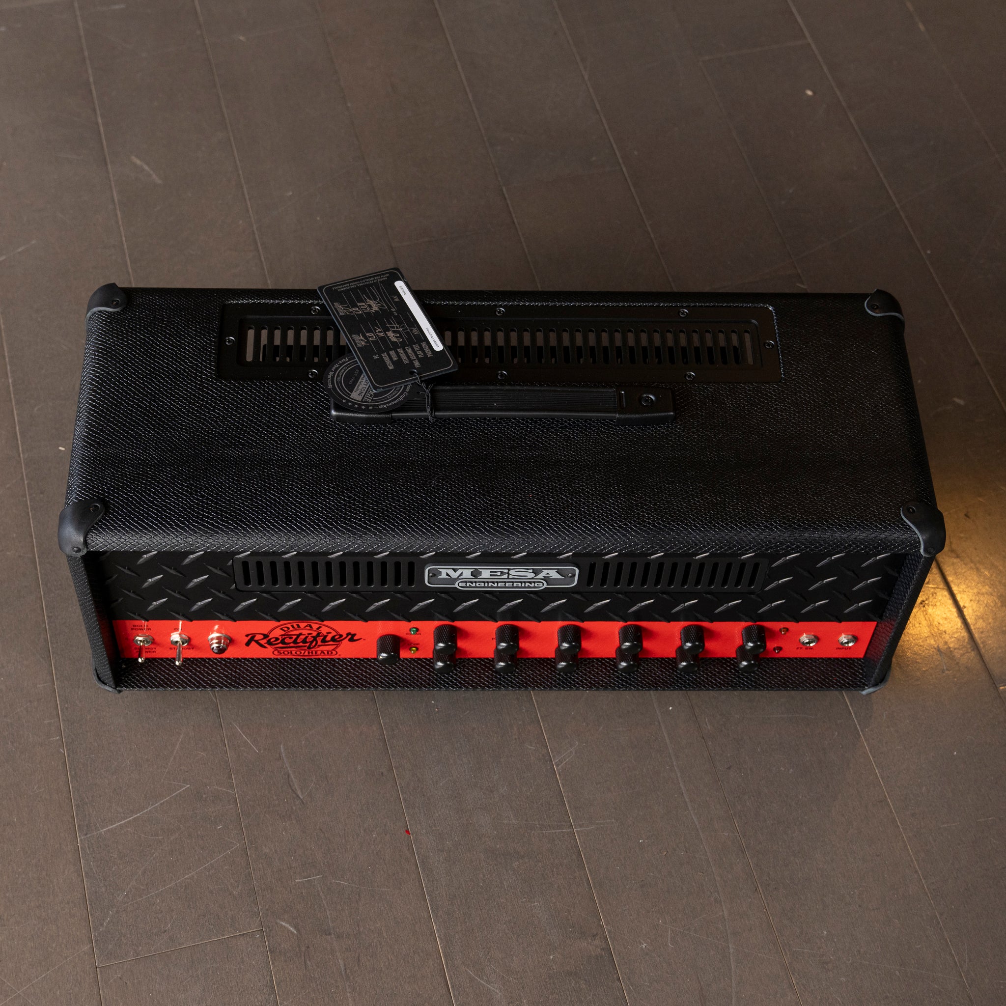 Mesa Boogie Limited Run 90’s Dual Rectifier Head Amplifier - Black Snake Vinyl, Rosso Scuderia Red Chassis - Midwood Guitar