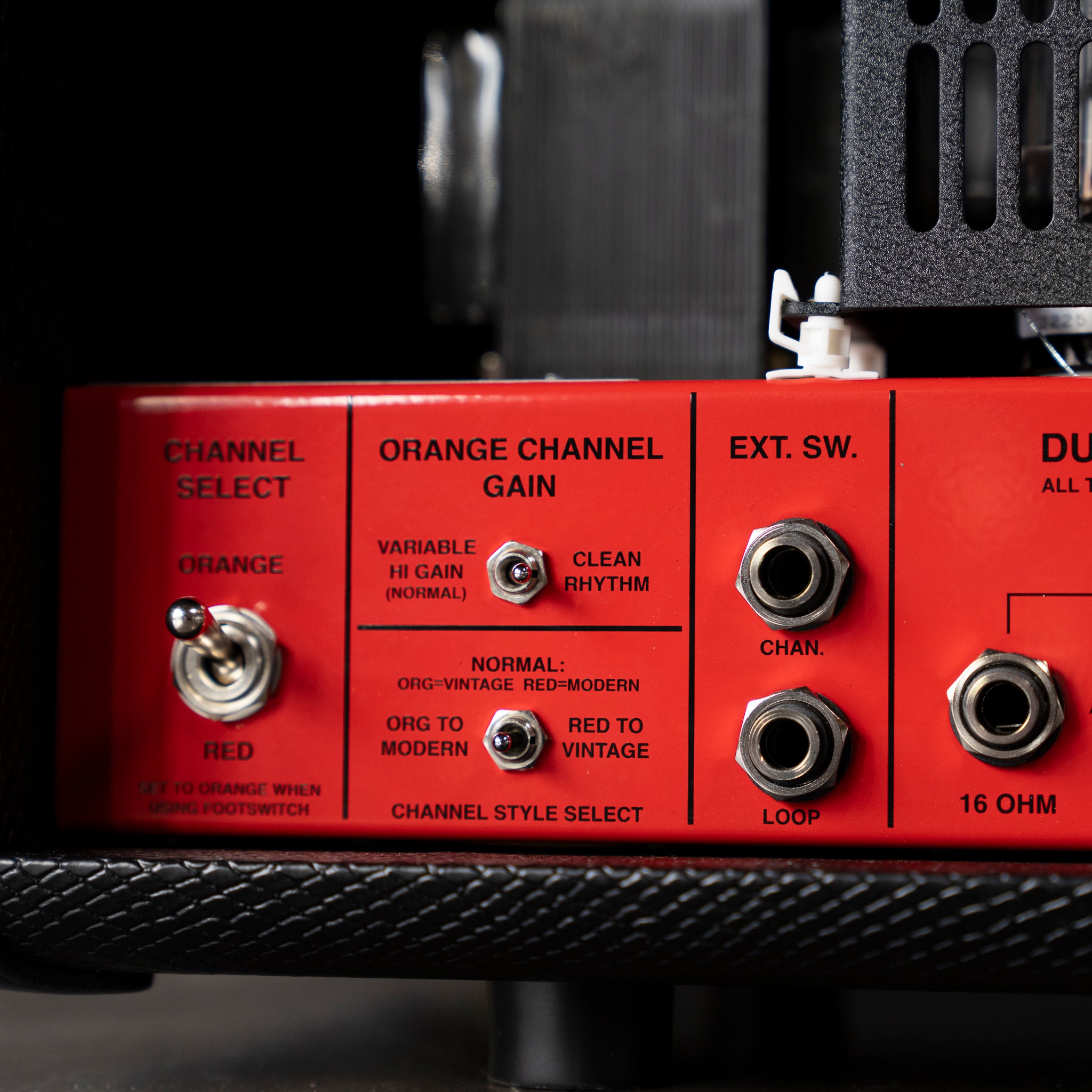 Mesa Boogie Limited Run 90’s Dual Rectifier Head Amplifier - Black Snake Vinyl, Rosso Scuderia Red Chassis - Midwood Guitar