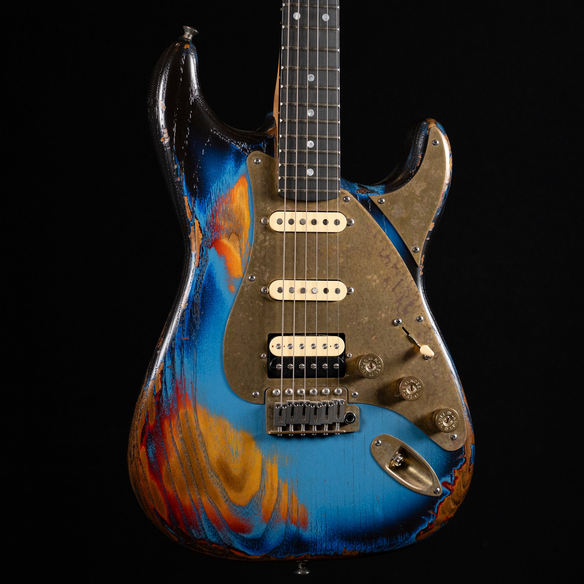 Paoletti Custom S-Style Electric Guitar - Heavy Relic Blue Burst