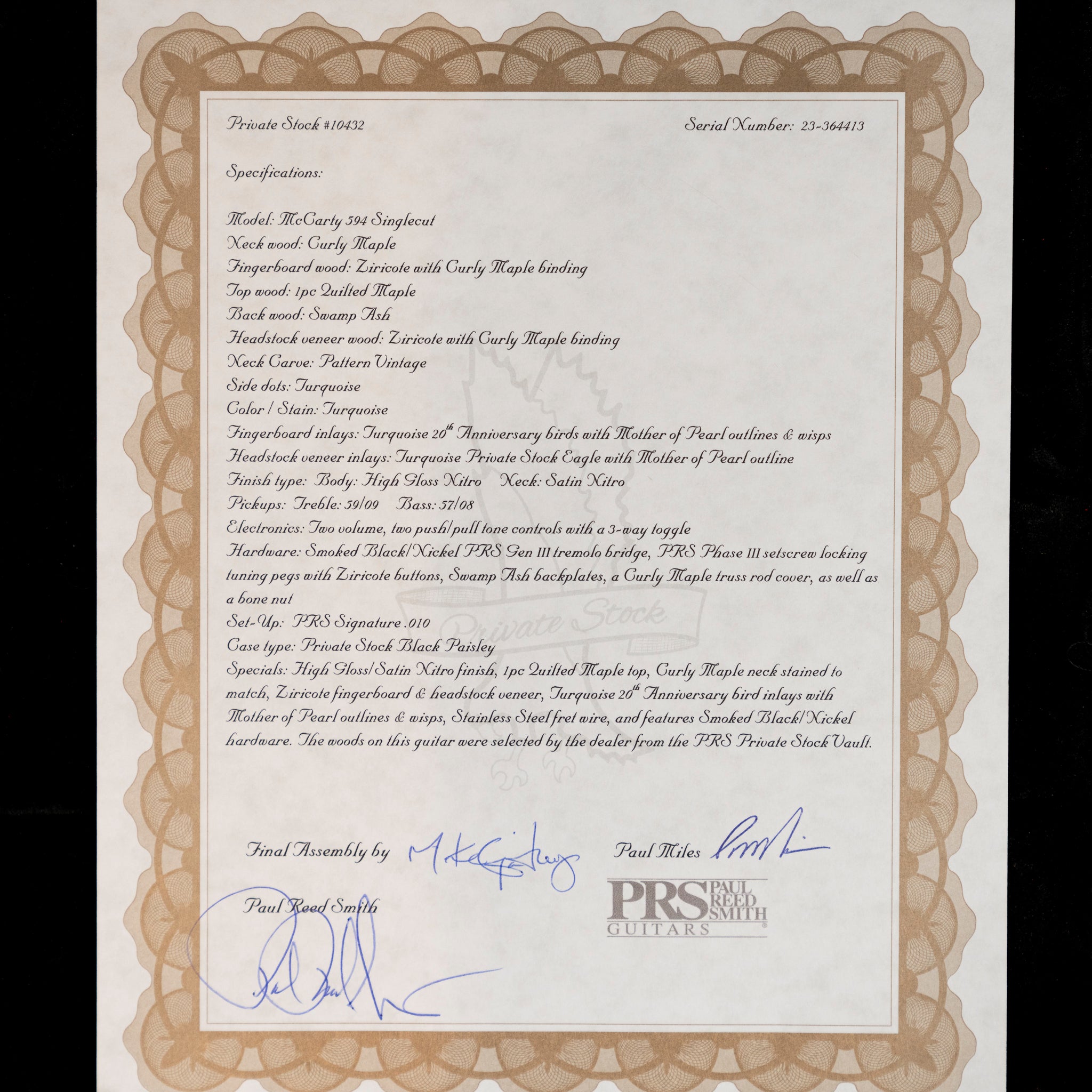 2023 PRS Private Stock McCarty 594 Singlecut Electric Guitar - Turquoise - Midwood Guitar