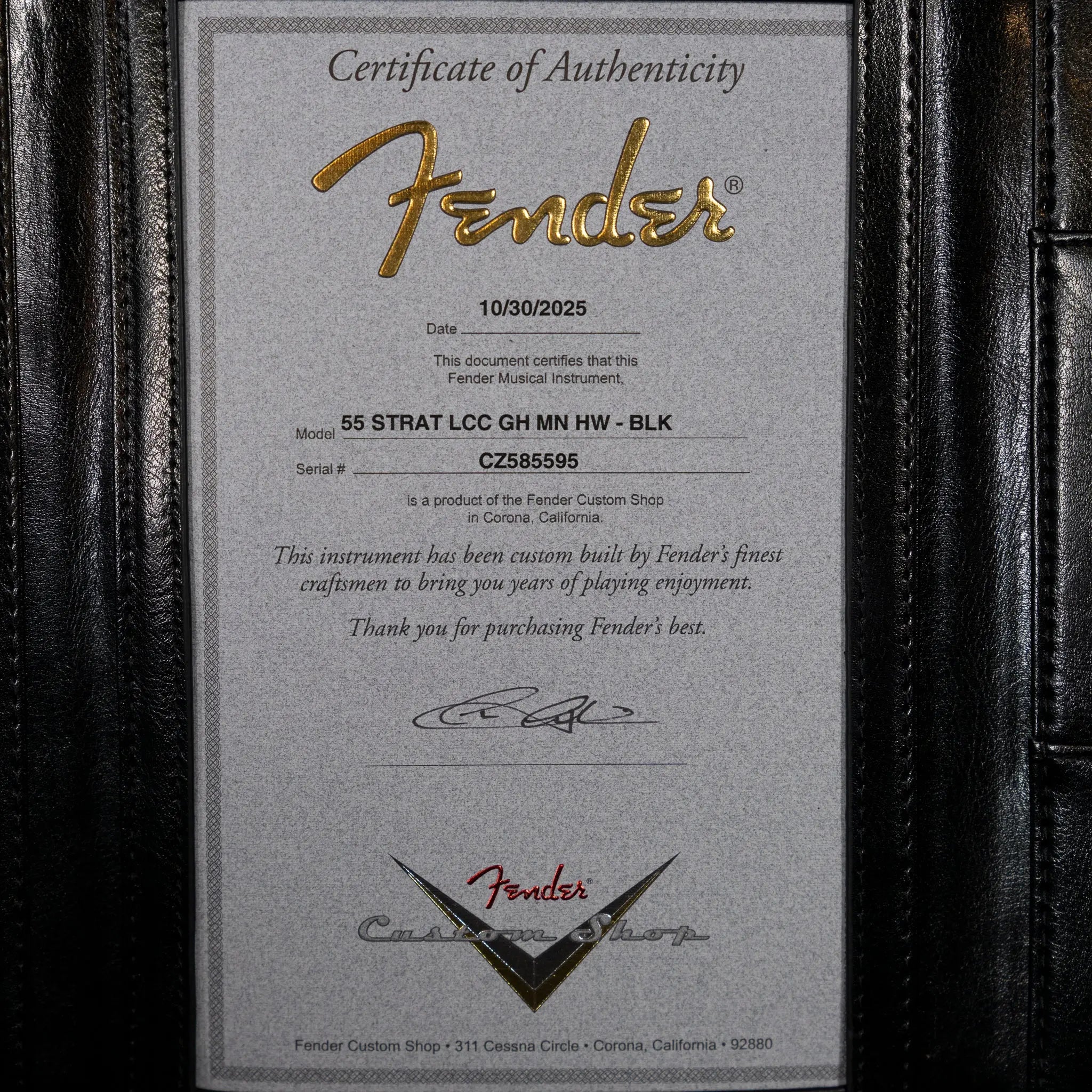 Fender Custom Shop 1955 Stratocaster - Lush Closet Classic - Black w/ Gold Hardware - Midwood Guitar